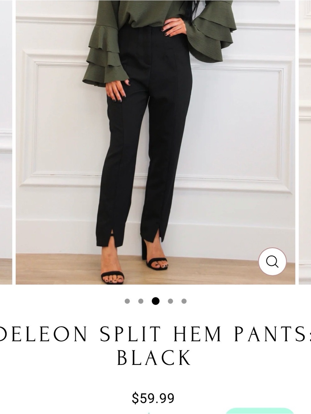 High-Rise Black Split-Hem Trousers